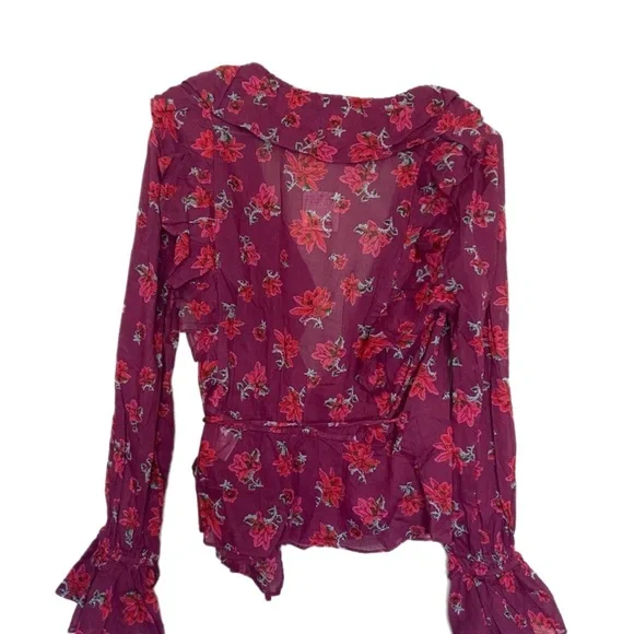 Free People Floral Amanda Ruffle Long Sleeve Blouse - Picture 3 of 9